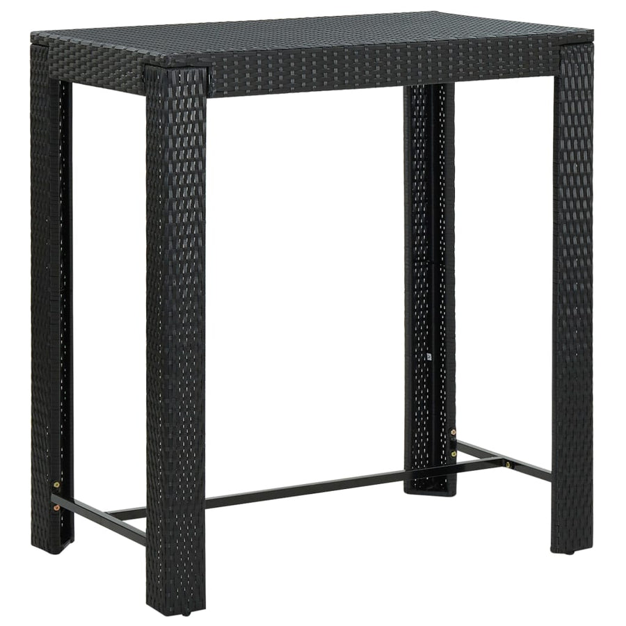 -Delige Tuinbarset Poly Rattan En Massief Acaciahout 5 Zwart