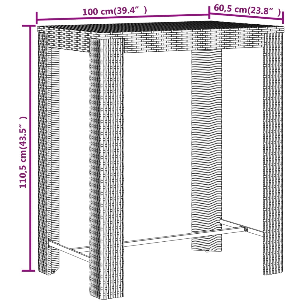 -Delige Tuinbarset Poly Rattan En Massief Acaciahout 5 Zwart