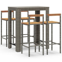 -Delige Tuinbarset Poly Rattan En Massief Acaciahout 5 Grijs