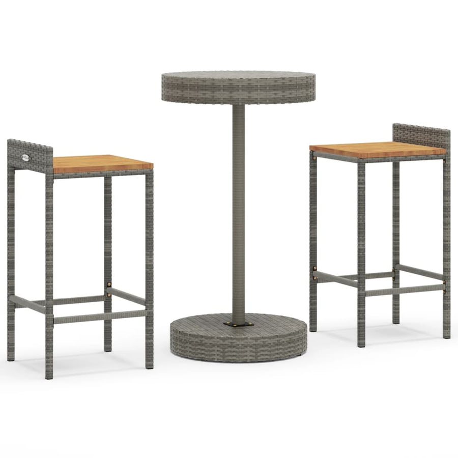 -Delige Tuinbarset Poly Rattan En Massief Acaciahout 3 Grijs