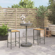 Tuinbarset 3-delig poly rattan acaciahout grijs