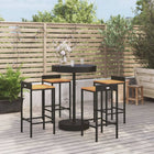 -Delige Tuinbarset Poly Rattan En Massief Acaciahout 5 Zwart