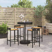 Tuinbarset 5-delig poly rattan acaciahout zwart