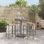 5-piece Outdoor Bar Set Poly Rattan and Solid Acacia Wood Gray