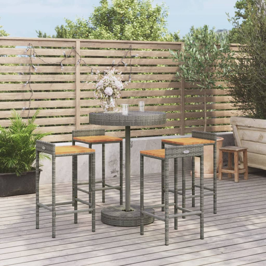 -Delige Tuinbarset Poly Rattan En Massief Acaciahout 5 Grijs