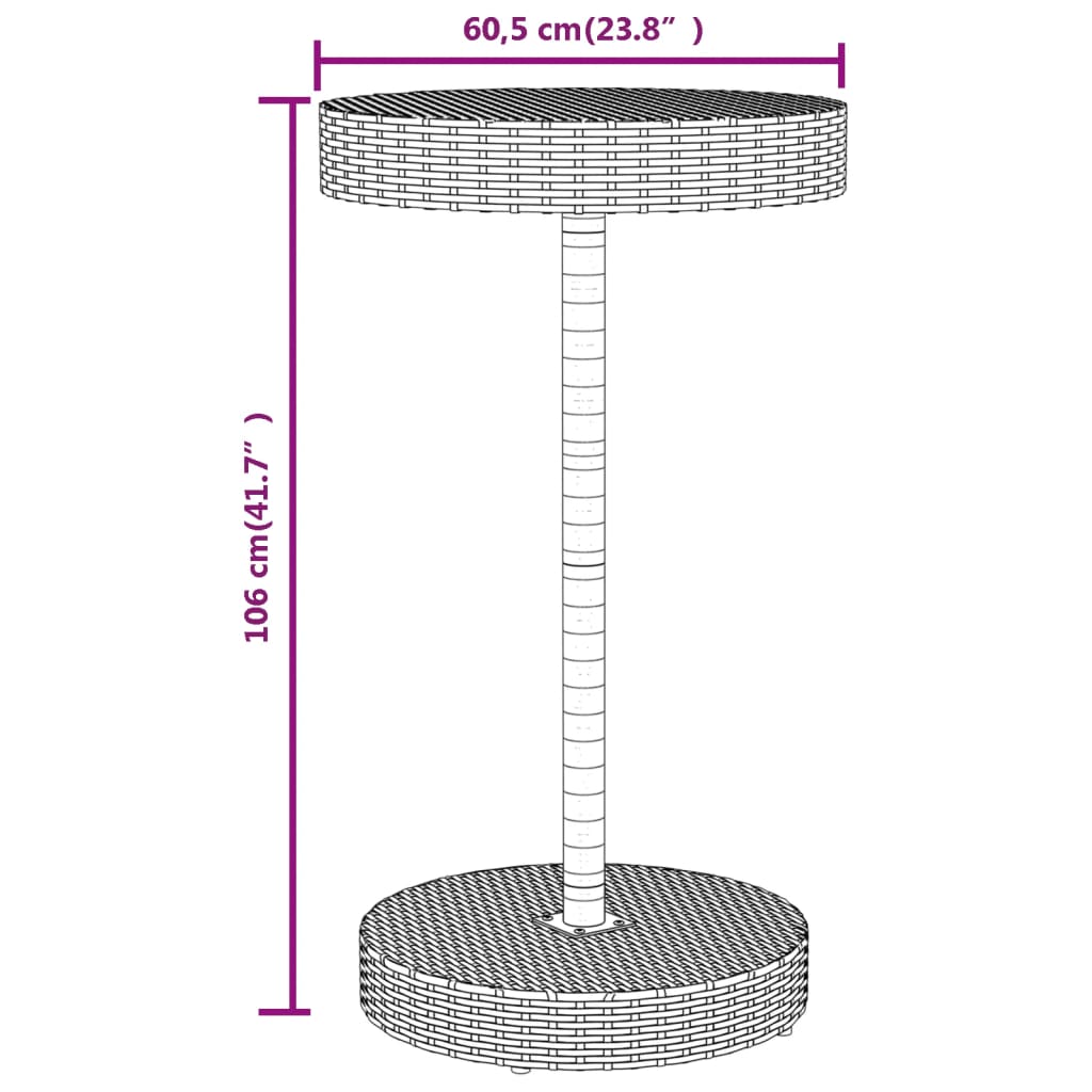 3-Delige Tuinbarset Poly Rattan En Massief Acaciahout Zwart