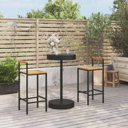 Tuinbarset poly rattan massief acaciahout zwart