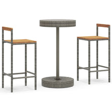 -Delige Tuinbarset Poly Rattan En Massief Acaciahout 3 Grijs
