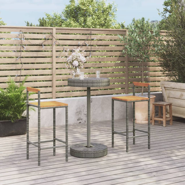 -Delige Tuinbarset Poly Rattan En Massief Acaciahout 3 Grijs