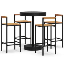 -Delige Tuinbarset Poly Rattan En Massief Acaciahout 5 Zwart
