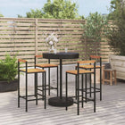 5-piece Outdoor Bar Set Poly Rattan and Solid Acacia Wood Black