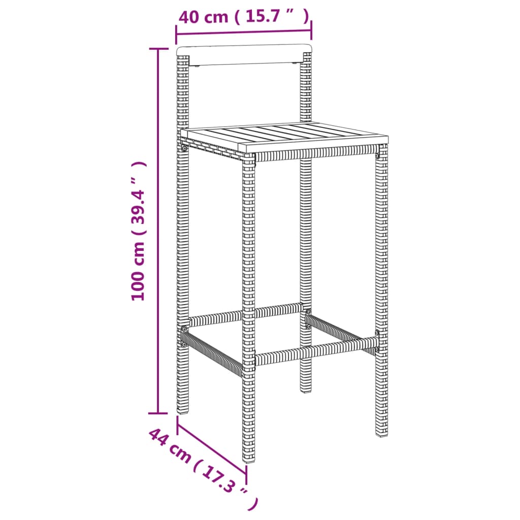 -Delige Tuinbarset Poly Rattan En Massief Acaciahout 5 Grijs