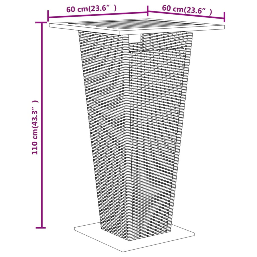 3-Delige Tuinbarset Poly Rattan En Massief Acaciahout 2