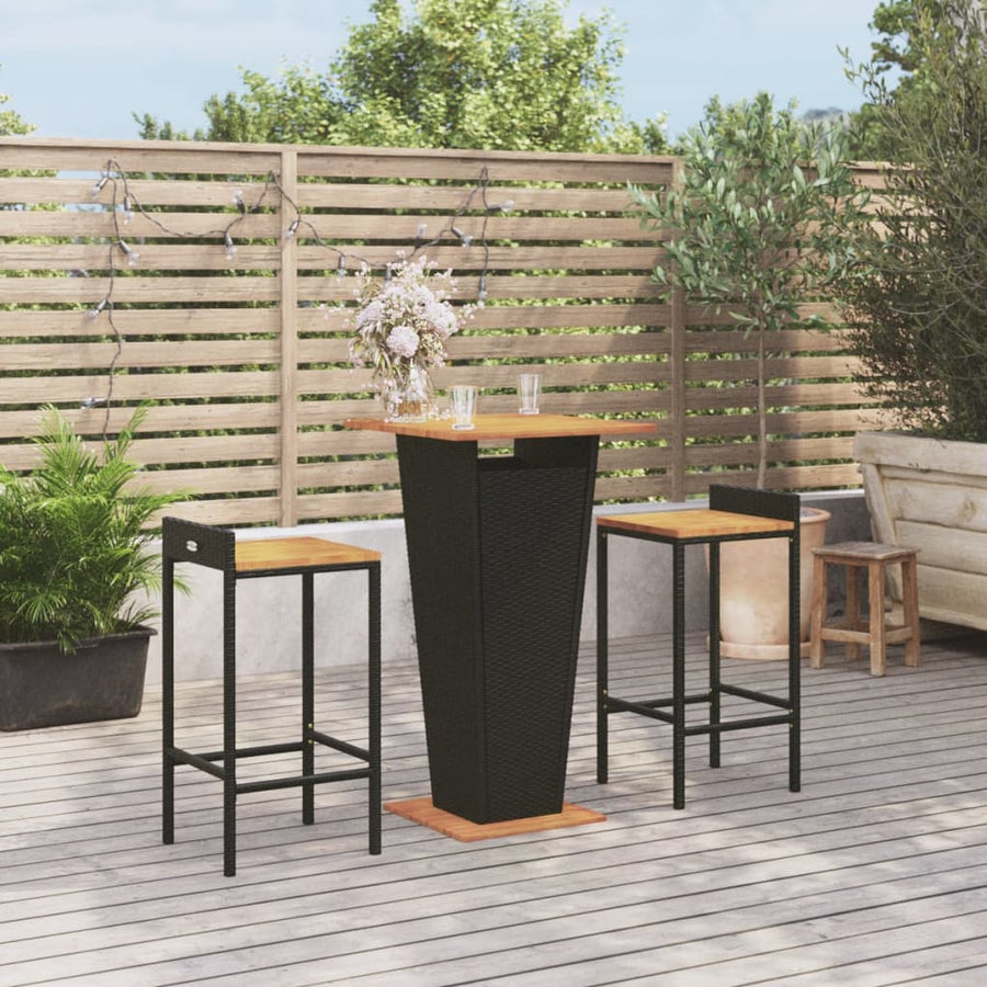 3-Delige Tuinbarset Poly Rattan En Massief Acaciahout 2