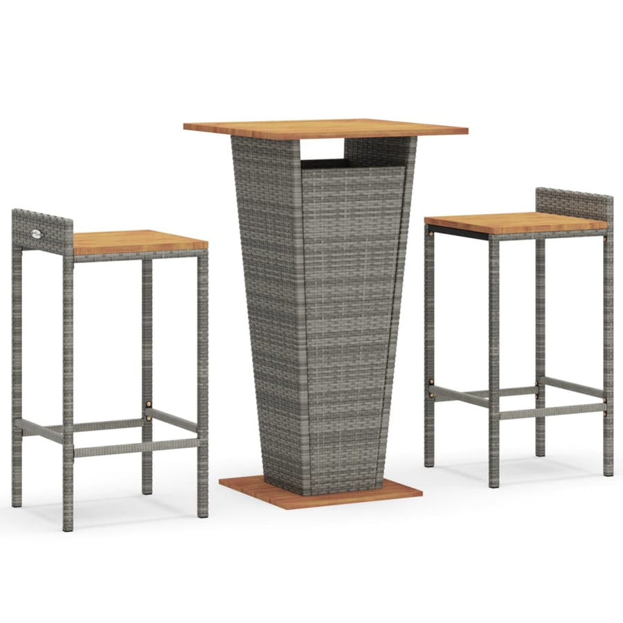 3-Delige Tuinbarset Poly Rattan En Massief Acaciahout 2