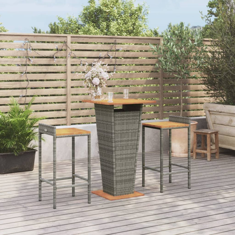 3-Delige Tuinbarset Poly Rattan En Massief Acaciahout 2