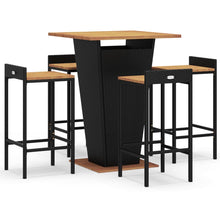 -Delige Tuinbarset Poly Rattan En Massief Acaciahout 5 Zwart