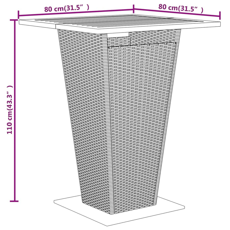 -Delige Tuinbarset Poly Rattan En Massief Acaciahout 5 Zwart