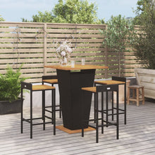 -Delige Tuinbarset Poly Rattan En Massief Acaciahout 5 Zwart