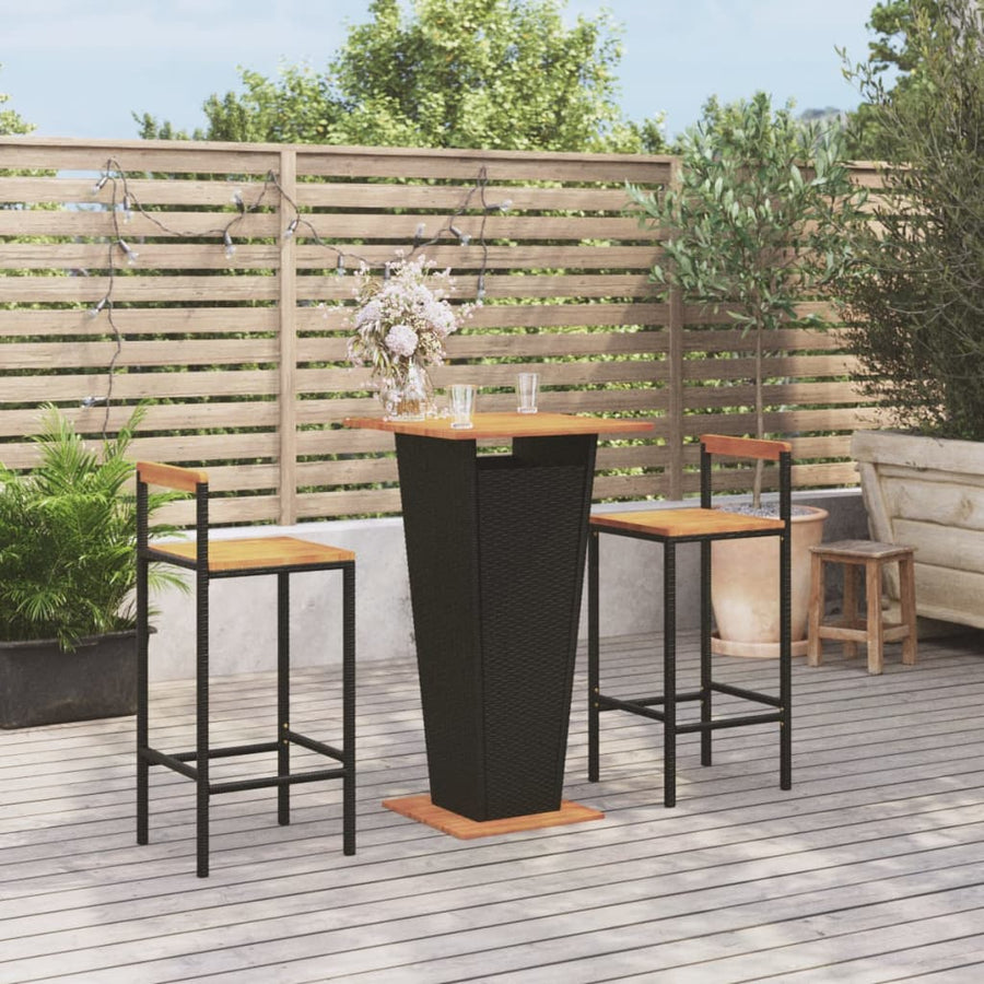 3-Delige Tuinbarset Poly Rattan En Massief Acaciahout 2