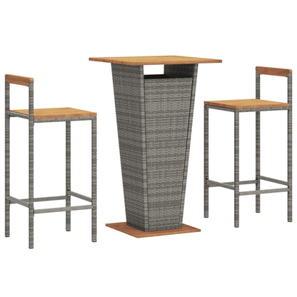 3-Delige Tuinbarset Poly Rattan En Massief Acaciahout 2