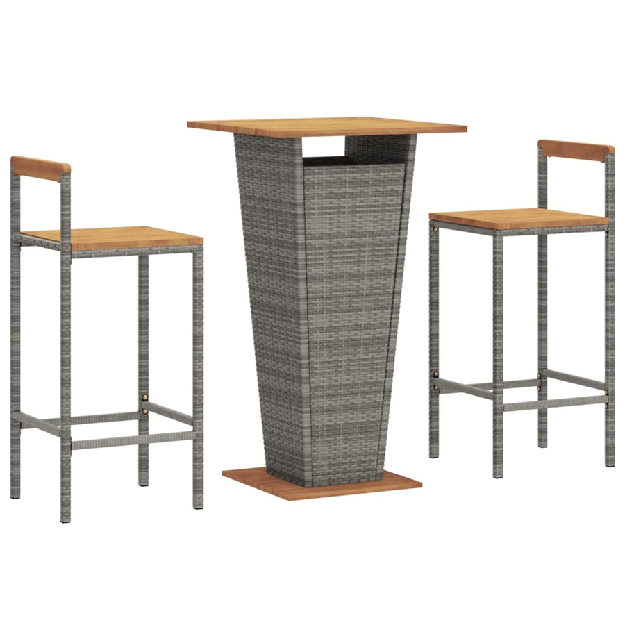 3-Delige Tuinbarset Poly Rattan En Massief Acaciahout 2