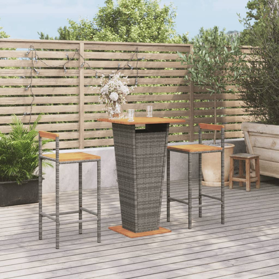 3-Delige Tuinbarset Poly Rattan En Massief Acaciahout 2