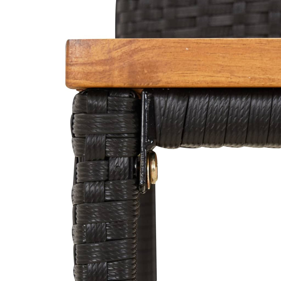 -Delige Tuinbarset Poly Rattan En Massief Acaciahout 5 Zwart