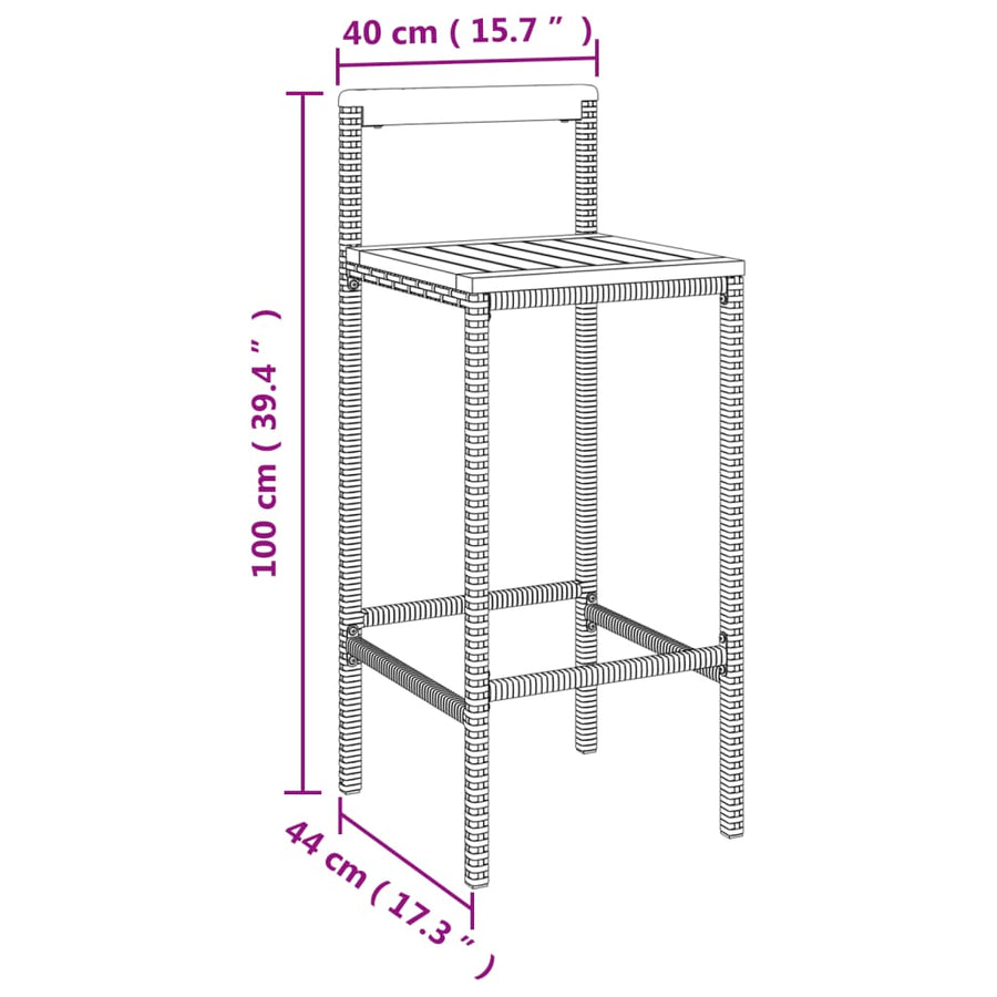 -Delige Tuinbarset Poly Rattan En Massief Acaciahout 5 Zwart