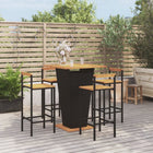 5-piece Outdoor Bar Set Poly Rattan and Solid Acacia Wood Black