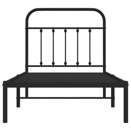Bedframe Metaal 80 x 200 cm Zwart met hoofdbord