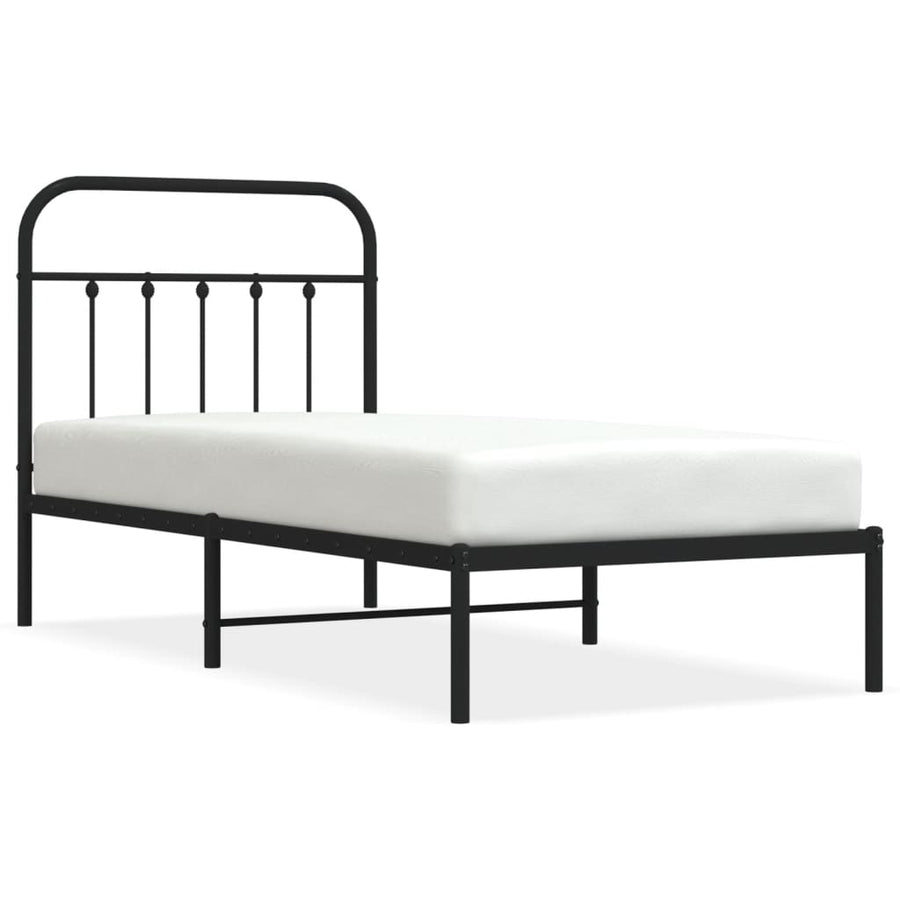Bedframe Metaal 90 x 190 cm Zwart met hoofdbord