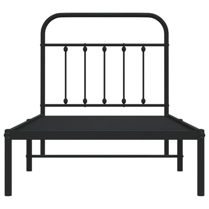 Bedframe Metaal 90 x 190 cm Zwart met hoofdbord
