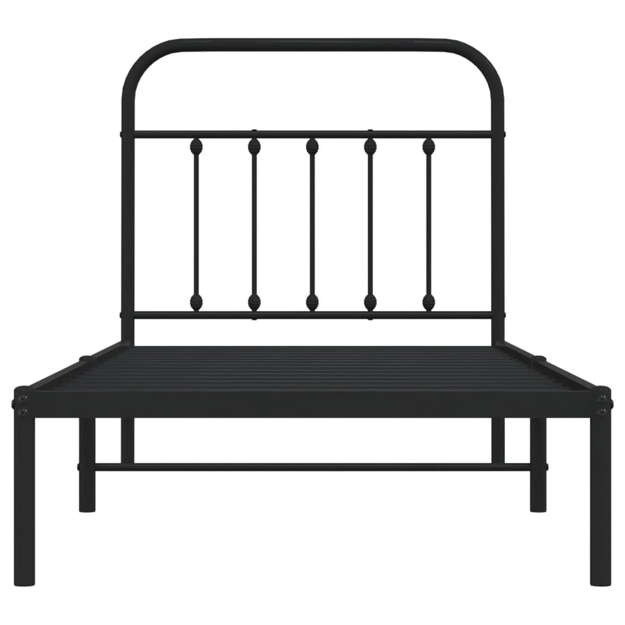 Bedframe Metaal 90 x 190 cm Zwart met hoofdbord