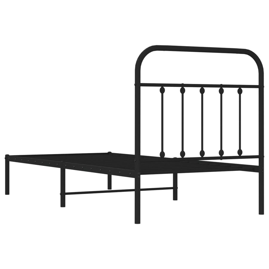 Bedframe Metaal 90 x 190 cm Zwart met hoofdbord