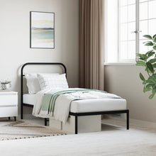 Bedframe Metaal 90 x 190 cm Zwart met hoofdbord