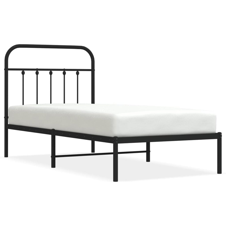 Bedframe Metaal 90 x 200 cm Zwart met hoofdbord