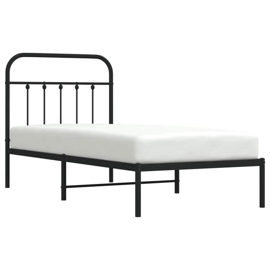 Bedframe Metaal 90 x 200 cm Zwart met hoofdbord