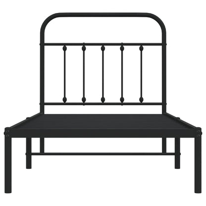 Bedframe Metaal 90 x 200 cm Zwart met hoofdbord