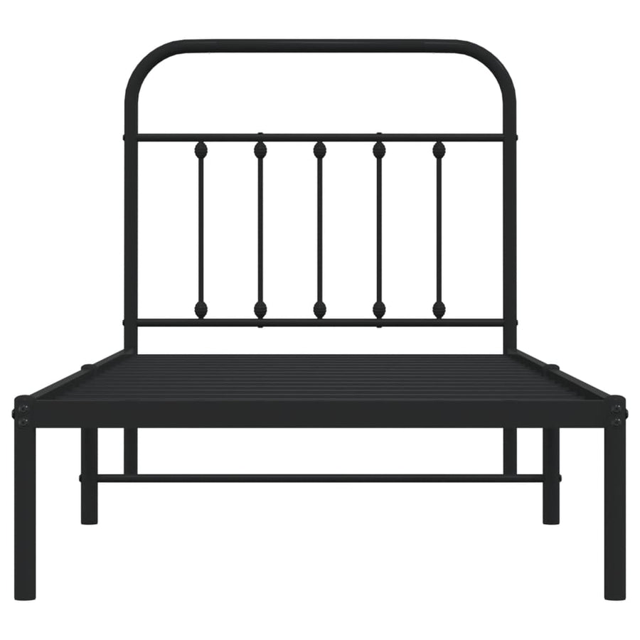 Bedframe Metaal 90 x 200 cm Zwart met hoofdbord