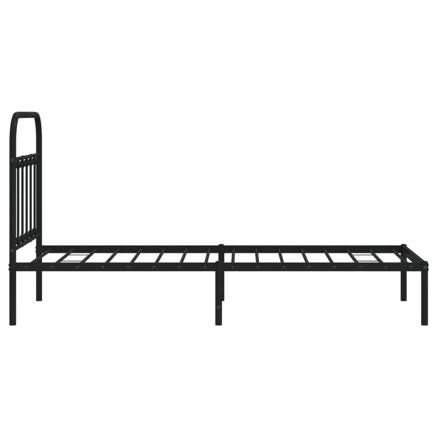 Bedframe Metaal 90 x 200 cm Zwart met hoofdbord