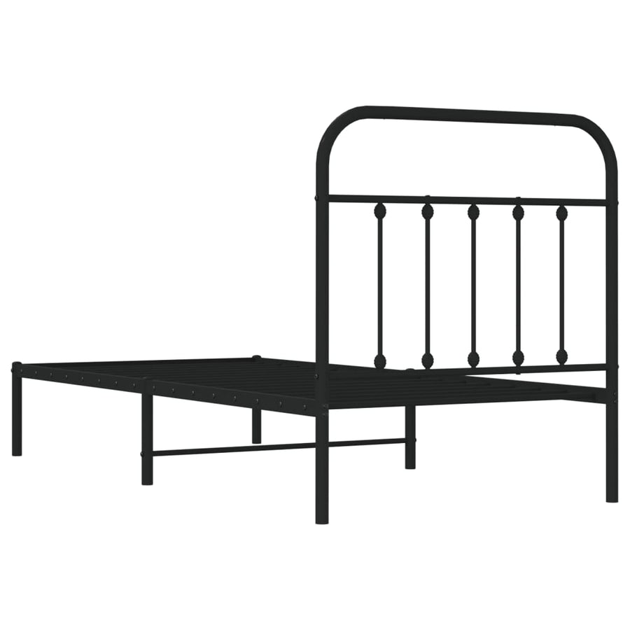 Bedframe Metaal 90 x 200 cm Zwart met hoofdbord