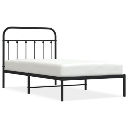 Bedframe Metaal 100 x 190 cm Zwart met hoofdbord