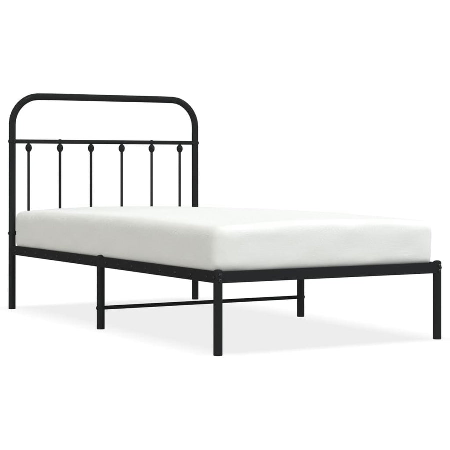 Bedframe Metaal 100 x 190 cm Zwart met hoofdbord