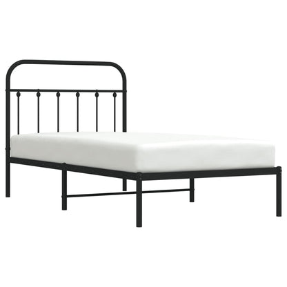 Bedframe Metaal 100 x 190 cm Zwart met hoofdbord