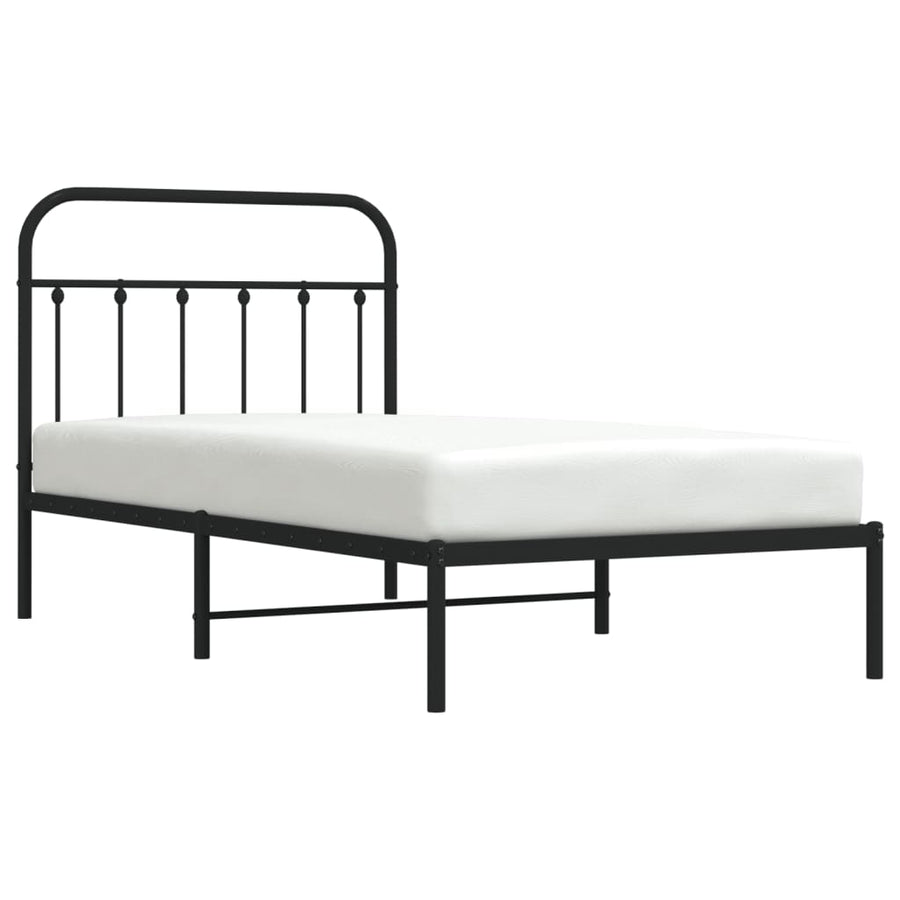 Bedframe Metaal 100 x 190 cm Zwart met hoofdbord