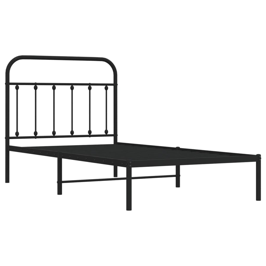 Bedframe Metaal 100 x 190 cm Zwart met hoofdbord