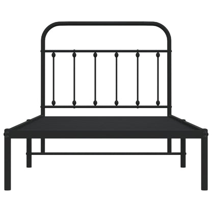 Bedframe Metaal 100 x 190 cm Zwart met hoofdbord