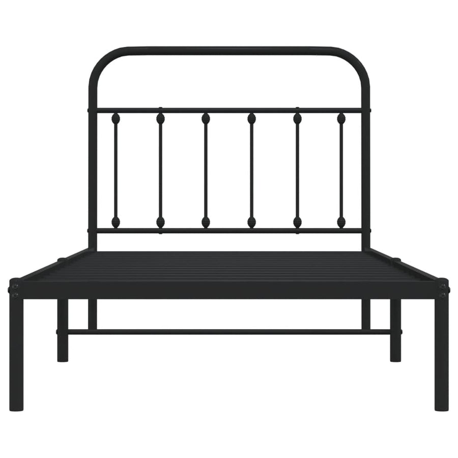 Bedframe Metaal 100 x 190 cm Zwart met hoofdbord