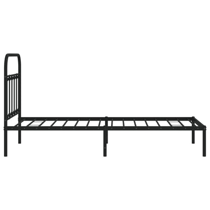 Bedframe Metaal 100 x 190 cm Zwart met hoofdbord